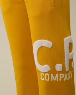 Clothing 10-14<C.P. Company U16 Diagonal Fleece Big Logo Sweatpants Golden Rod - Yellow
