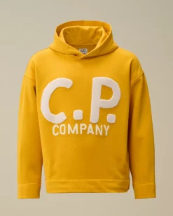 Clothing 10-14<C.P. Company U16 Diagonal Fleece Boxy Hooded Sweatshirt Golden Rod - Yellow