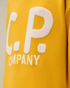 Clothing 10-14<C.P. Company U16 Diagonal Fleece Boxy Hooded Sweatshirt Golden Rod - Yellow