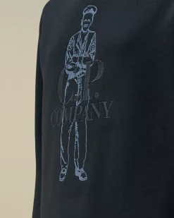 Clothing 10-14<C.P. Company U16 Diagonal Fleece British Sailor Crew Neck Sweatshirt Total Eclipse – Blue