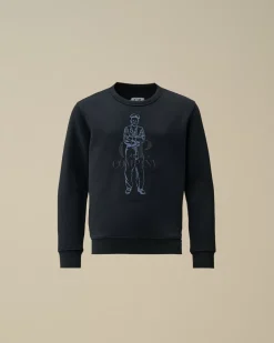 Clothing 4-8<C.P. Company U16 Diagonal Fleece British Sailor Crew Neck Sweatshirt Total Eclipse – Blue