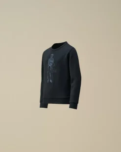 Clothing 2-3<C.P. Company U16 Diagonal Fleece British Sailor Crew Neck Sweatshirt Total Eclipse – Blue