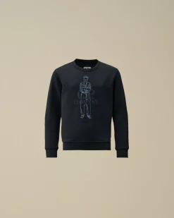 Clothing 2-3<C.P. Company U16 Diagonal Fleece British Sailor Crew Neck Sweatshirt Total Eclipse – Blue