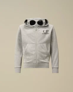 Clothing 4-8<C.P. Company U16 Diagonal Fleece Goggle Zipped Hooded Sweatshirt Grey Melange