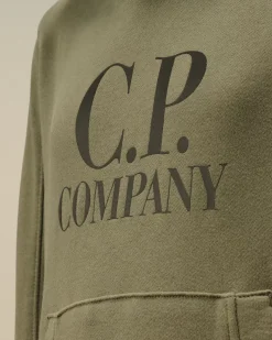 Clothing 4-8<C.P. Company U16 Diagonal Fleece Goggle Hooded Sweatshirt Grape Leaf – Green