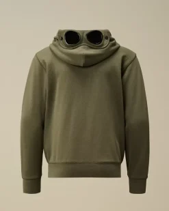 Clothing 10-14<C.P. Company U16 Diagonal Fleece Goggle Zipped Hooded Sweatshirt Grape Leaf – Green