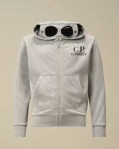 Clothing 10-14<C.P. Company U16 Diagonal Fleece Goggle Zipped Hooded Sweatshirt Grey Melange