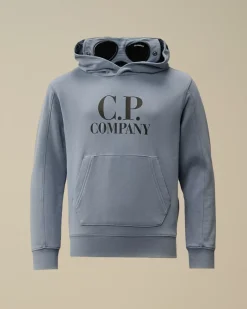Clothing 10-14<C.P. Company U16 Diagonal Fleece Goggle Hooded Sweatshirt Flint Stone – Blue