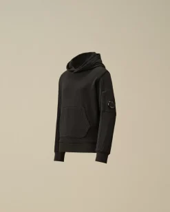 Clothing 2-3<C.P. Company U16 Diagonal Fleece Hooded Sweatshirt Black