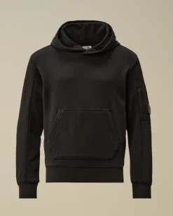 Clothing 10-14<C.P. Company U16 Diagonal Fleece Hooded Sweatshirt Black