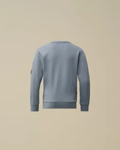 Clothing 2-3<C.P. Company U16 Diagonal Fleece Lens Crew Neck Sweatshirt Flint Stone – Blue