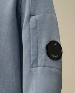 Clothing 2-3<C.P. Company U16 Diagonal Fleece Lens Crew Neck Sweatshirt Flint Stone – Blue