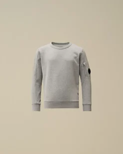 Clothing 2-3<C.P. Company U16 Diagonal Fleece Lens Crew Neck Sweatshirt Grey Melange