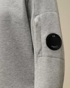 Clothing 2-3<C.P. Company U16 Diagonal Fleece Lens Crew Neck Sweatshirt Grey Melange