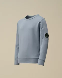 Clothing 10-14<C.P. Company U16 Diagonal Fleece Lens Crew Neck Sweatshirt Flint Stone – Blue