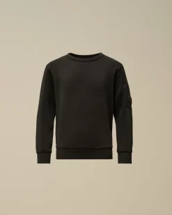 Clothing 4-8<C.P. Company U16 Diagonal Fleece Lens Crew Neck Sweatshirt Black