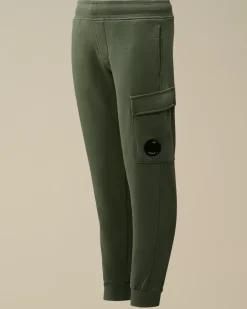 Clothing 10-14<C.P. Company U16 Diagonal Fleece Lens Sweatpants Artichoke Green