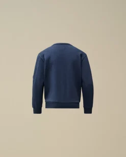Clothing 2-3<C.P. Company U16 Diagonal Fleece Logo Crew Neck Sweatshirt Estate Blue