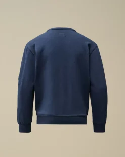 Clothing 10-14<C.P. Company U16 Diagonal Fleece Logo Crew Neck Sweatshirt Estate Blue