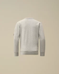 Clothing 4-8<C.P. Company U16 Diagonal Fleece Logo Crew Neck Sweatshirt Grey Melange