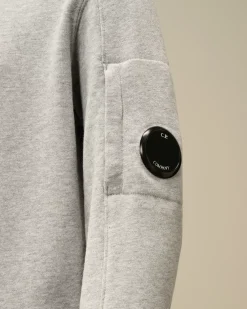 Clothing 4-8<C.P. Company U16 Diagonal Fleece Logo Crew Neck Sweatshirt Grey Melange