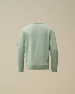 Clothing 4-8<C.P. Company U16 Diagonal Fleece Logo Crew Neck Sweatshirt Chinois Green