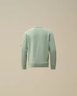Clothing 2-3<C.P. Company U16 Diagonal Fleece Logo Crew Neck Sweatshirt Chinois Green