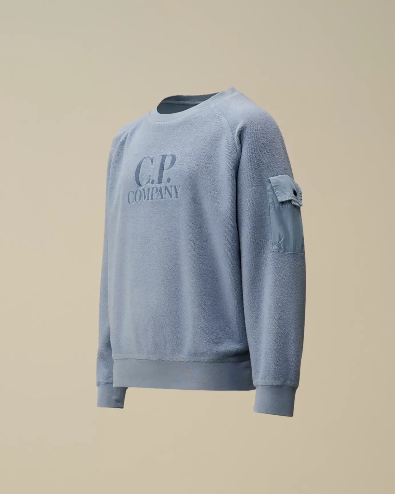 Clothing 10-14<C.P. Company U16 Diagonal Fleece Mixed Boxy Crew Neck Sweatshirt Flint Stone – Blue