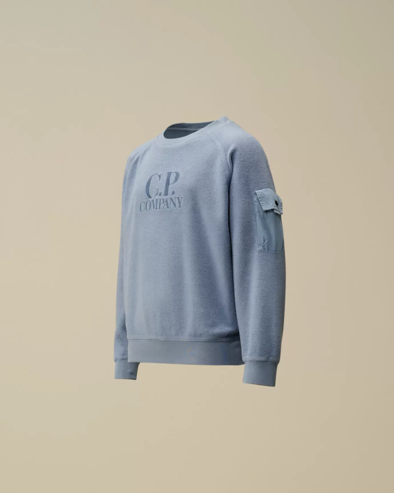 Clothing 4-8<C.P. Company U16 Diagonal Fleece Mixed Boxy Crew Neck Sweatshirt Flint Stone – Blue