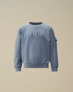 Clothing 4-8<C.P. Company U16 Diagonal Fleece Mixed Boxy Crew Neck Sweatshirt Flint Stone – Blue