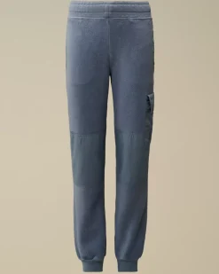 Clothing 10-14<C.P. Company U16 Diagonal Fleece Mixed Cargo Sweatpants Flint Stone – Blue