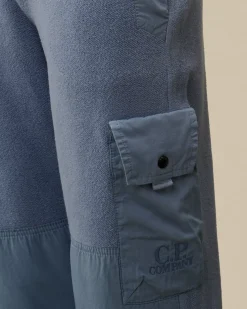 Clothing 10-14<C.P. Company U16 Diagonal Fleece Mixed Cargo Sweatpants Flint Stone – Blue
