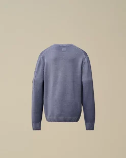 Clothing 4-8<C.P. Company U16 Fast Dyed Merino Wool 7 Gauge Crew Neck Knit Flint Stone – Blue