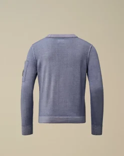 Clothing 10-14<C.P. Company U16 Fast Dyed Merino Wool 12 Gauge Crew Neck Knit Flint Stone – Blue