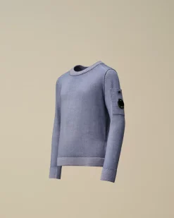 Clothing 4-8<C.P. Company U16 Fast Dyed Merino Wool 12 Gauge Crew Neck Knit Flint Stone – Blue