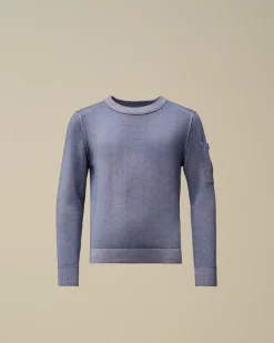 Clothing 4-8<C.P. Company U16 Fast Dyed Merino Wool 12 Gauge Crew Neck Knit Flint Stone – Blue