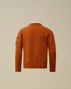 Clothing 4-8<C.P. Company U16 Lambswool Lens Crew Neck Knit Bombay Brown