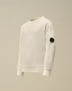 Clothing 10-14<C.P. Company U16 Light Fleece Crew Neck Sweatshirt Gauze White