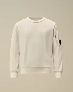 Clothing 10-14<C.P. Company U16 Light Fleece Crew Neck Sweatshirt Gauze White