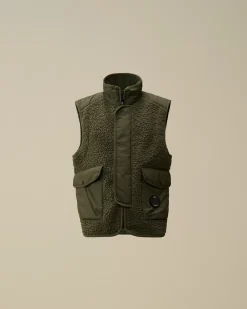 Clothing 4-8<C.P. Company U16 Polar Shell Zipped Lens Vest Grape Leaf – Green