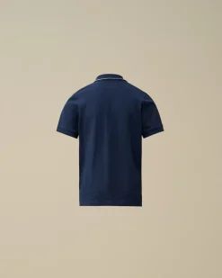 Clothing 2-3<C.P. Company U16 Stretch Piquet Striped Collar Polo Estate Blue