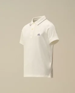 Clothing 10-14<C.P. Company U16 Stretch Piquet Striped Collar Polo Gauze White