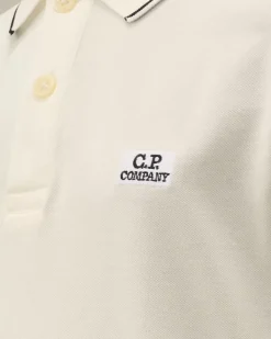 Clothing 10-14<C.P. Company U16 Stretch Piquet Striped Collar Polo Gauze White