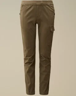 Clothing 10-14<C.P. Company U16 Stretch Sateen Logo Pants Walnut – Beige