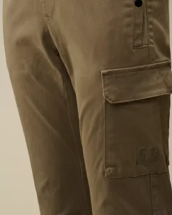 Clothing 10-14<C.P. Company U16 Stretch Sateen Logo Pants Walnut – Beige