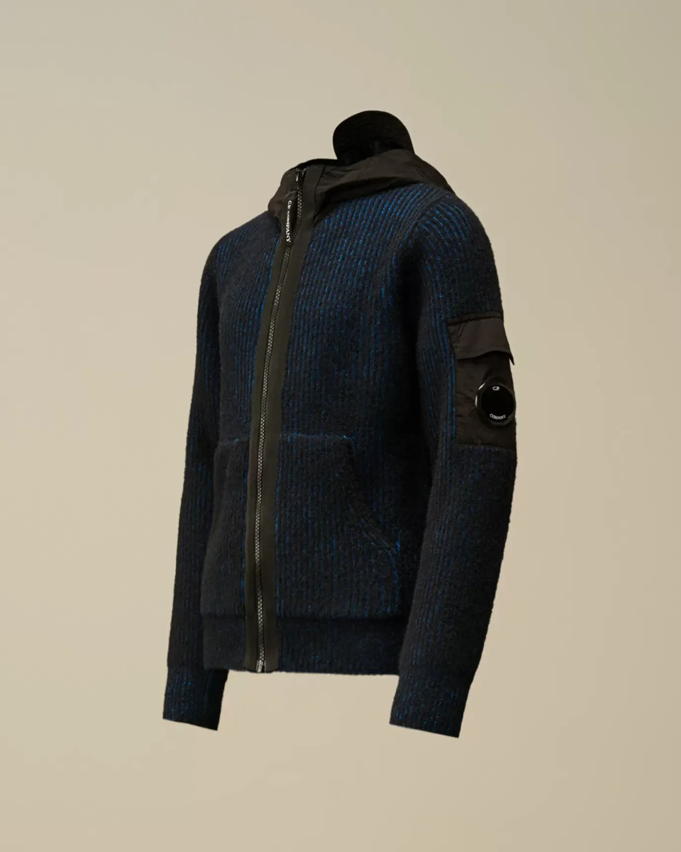 Clothing 10-14<C.P. Company U16 Vanisè Mixed Lens Hooded Knit Estate Blue