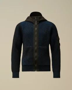 Clothing 10-14<C.P. Company U16 Vanisè Mixed Lens Hooded Knit Estate Blue