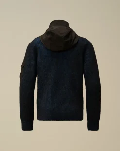Clothing 10-14<C.P. Company U16 Vanisè Mixed Lens Hooded Knit Estate Blue