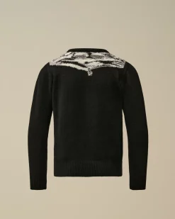 Clothing 10-14<C.P. Company U16 Wool Jacquard Goggle Crew Neck Knit Black