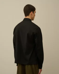 Shirt<C.P. Company Wool Gabardine Shirt Black